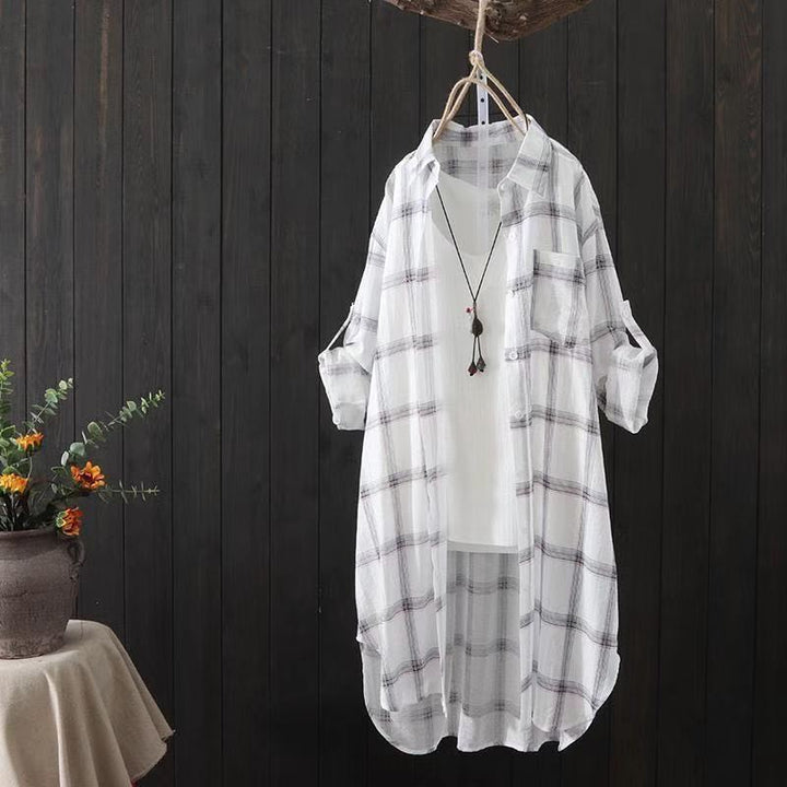Light plaid patterned overlay shirt for women Lune London