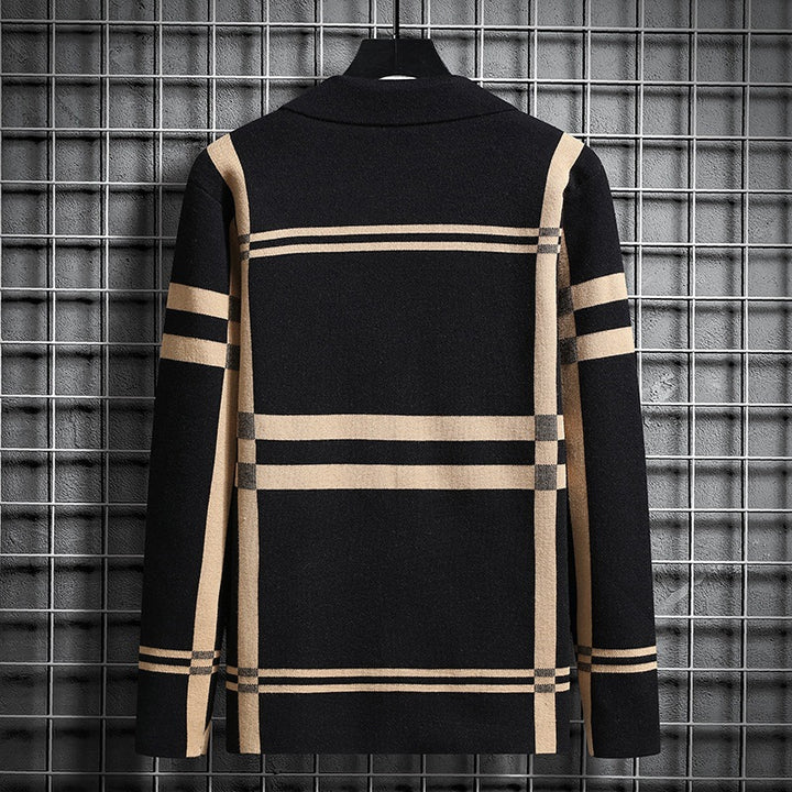 Fashion knit jacket for men with a unique plaid pattern Lune London