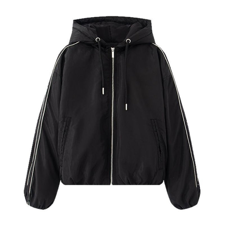 Sporty transition jacket for women with hood and side zips Lune London