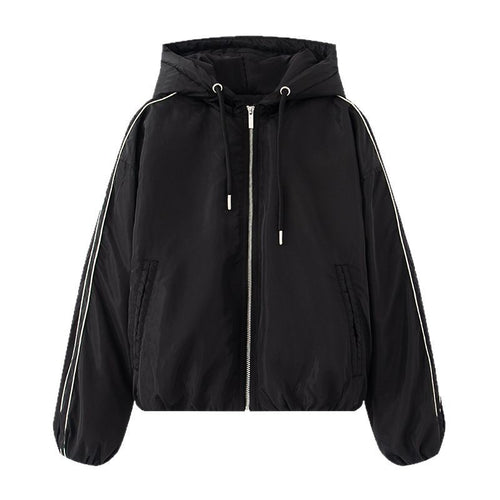 Sporty transition jacket for women with hood and side zips Lune London