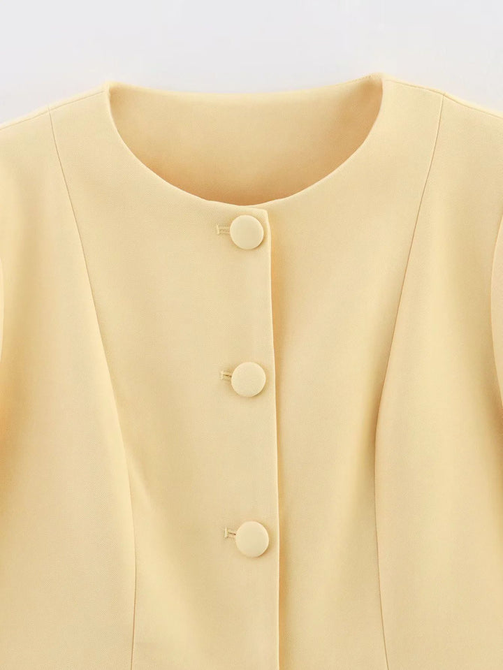 Ladies Elegant Blazer Jacket with Fine Button Details and Practical Pockets Lune London