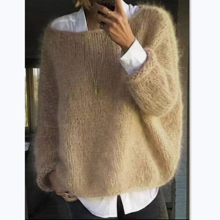 Women's Cozy Oversized Pullover with Boat Neck Lune London