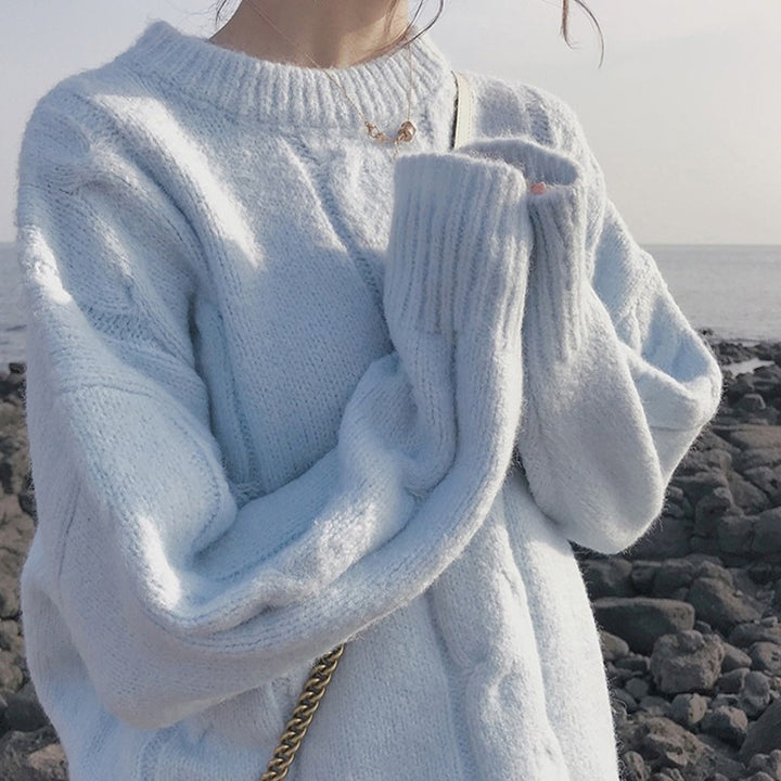 Pull en tricot épais pour femme avec un élégant motif en câble et une coupe décontractée Chic & Stil
