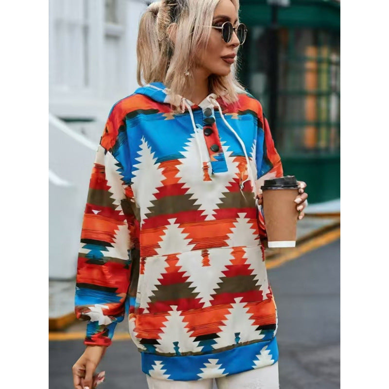 Ladies Relaxed Fit Bohemian Graphic Hoodie Lune London