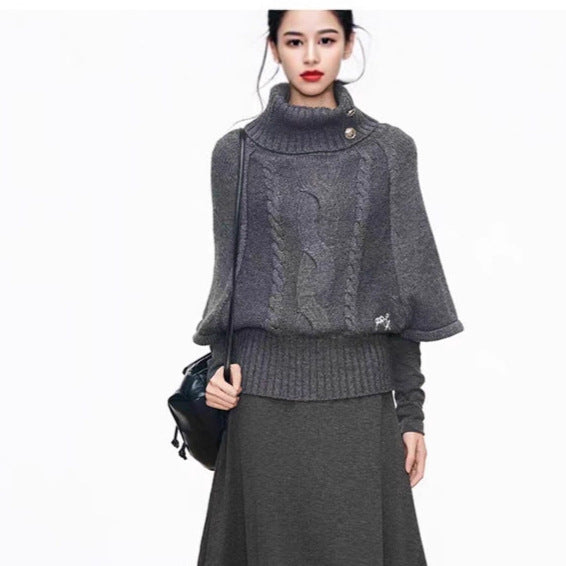 Knit dress for women with voluminous sleeves and an elegant turtleneck Lune London