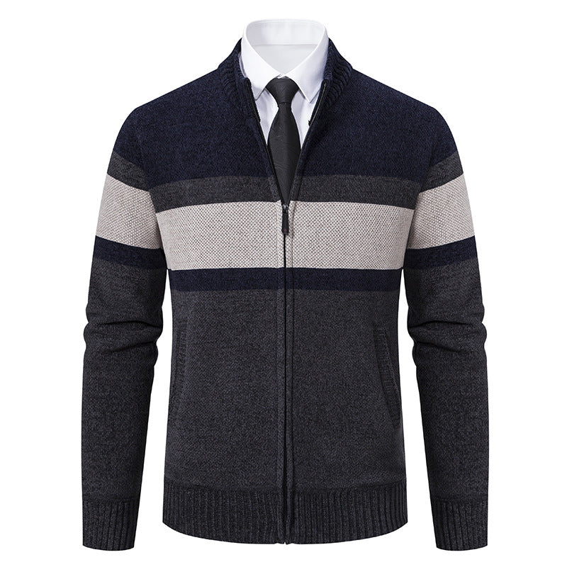 Men's knitted jacket with textured design and high collar Lune London