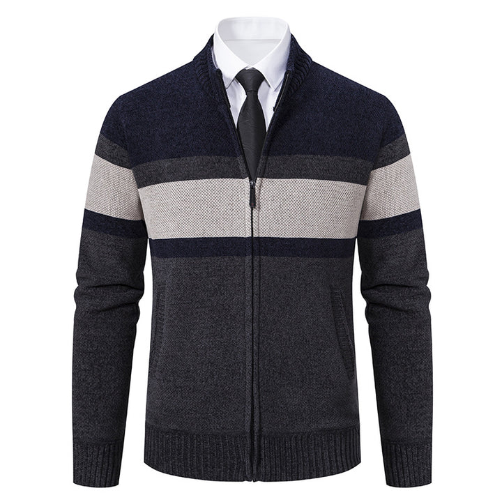 Men's knitted jacket with textured design and high collar Lune London
