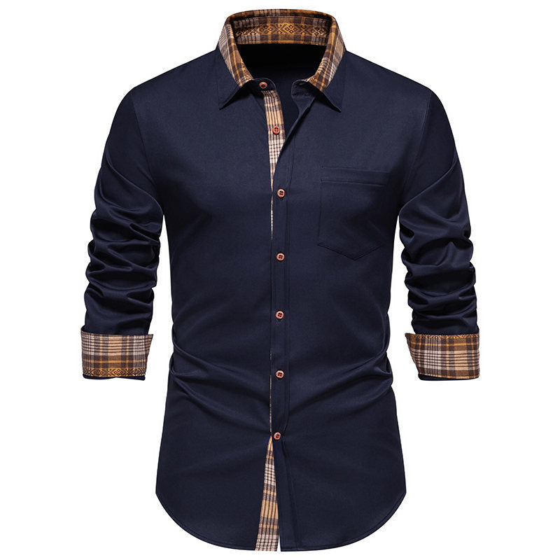 Long sleeve shirt for men with a modern checkered collar and a high-quality cotton blend Lune London