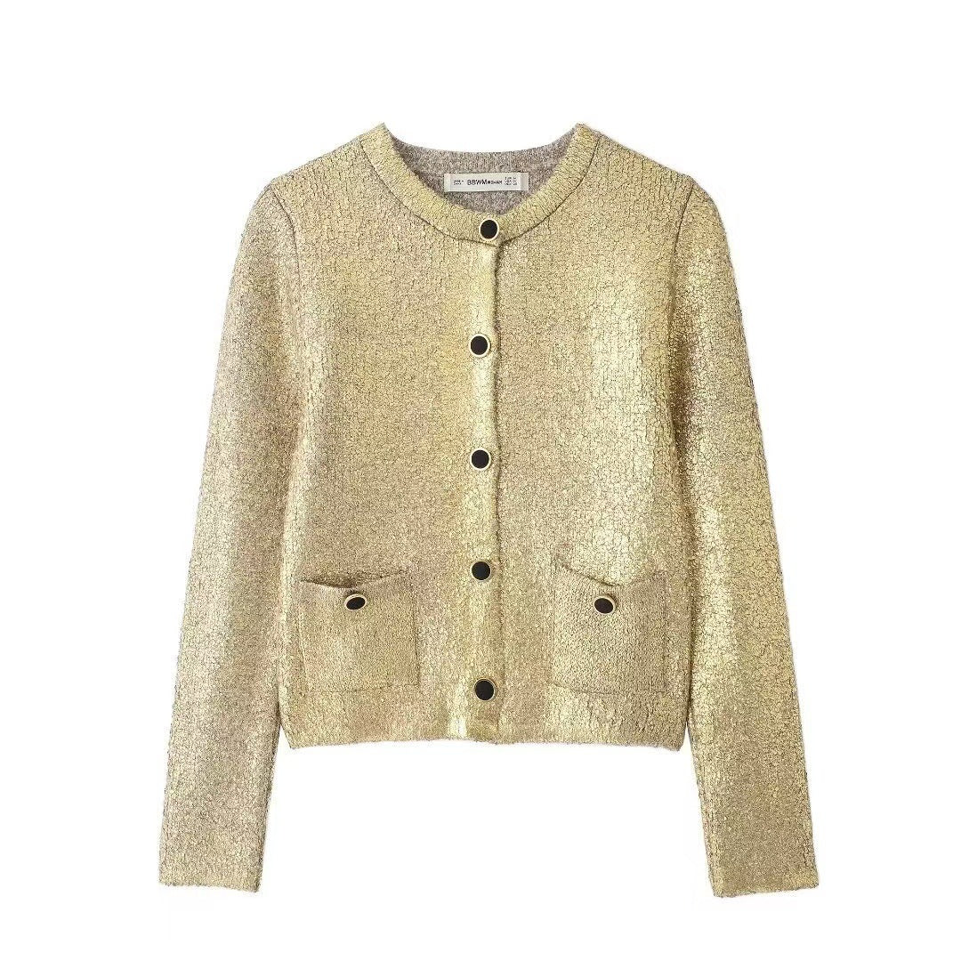 Ladies Elegant knitted vest with luxurious sequins and practical pockets Lune London