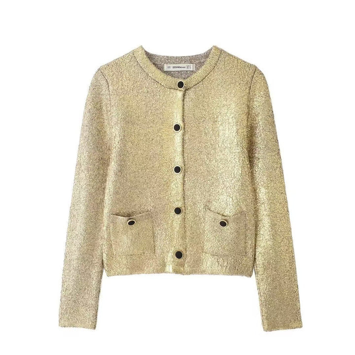 Ladies Elegant knitted vest with luxurious sequins and practical pockets Lune London