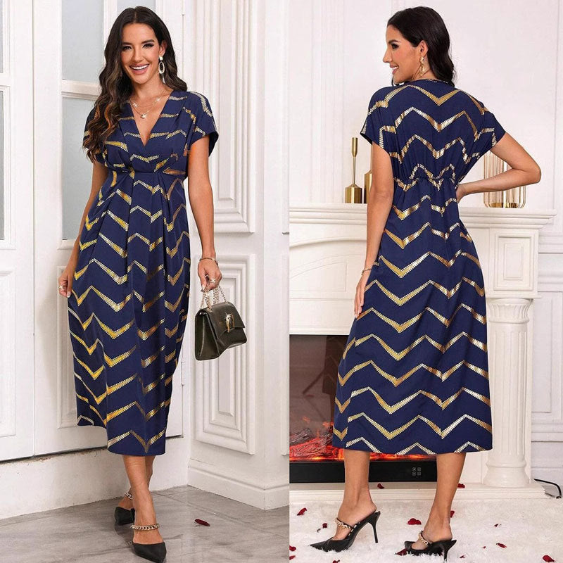 Lune London Chevron print wrap midi dress