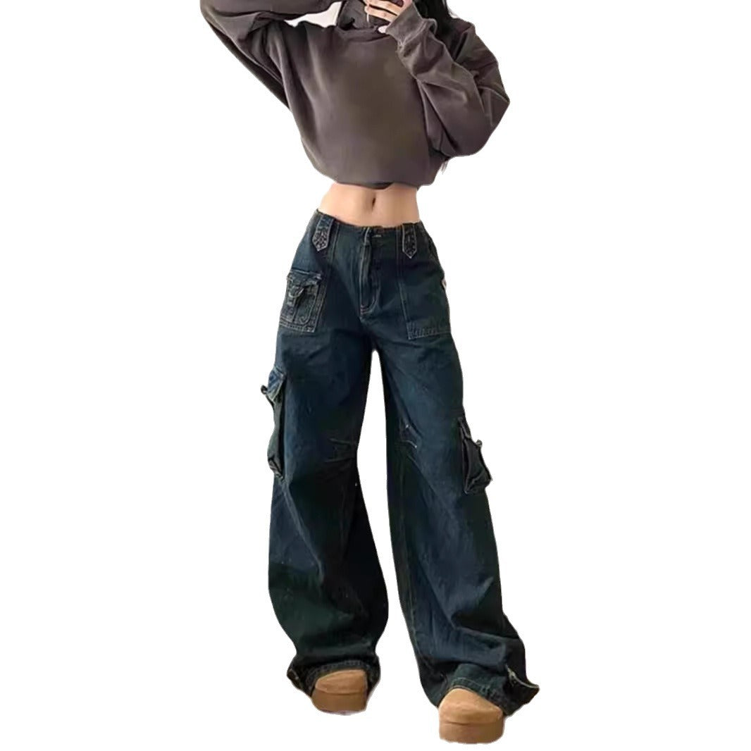 Women's Cargo Jeans In A Casual Oversized Style with Practical Side Pockets Lune London
