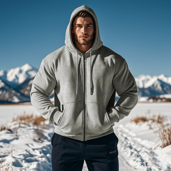 Hooded jacket for men with innovative zipper and comfortable pockets Lune London