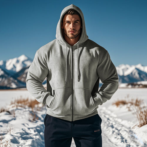 Hooded jacket for men with innovative zipper and comfortable pockets Lune London