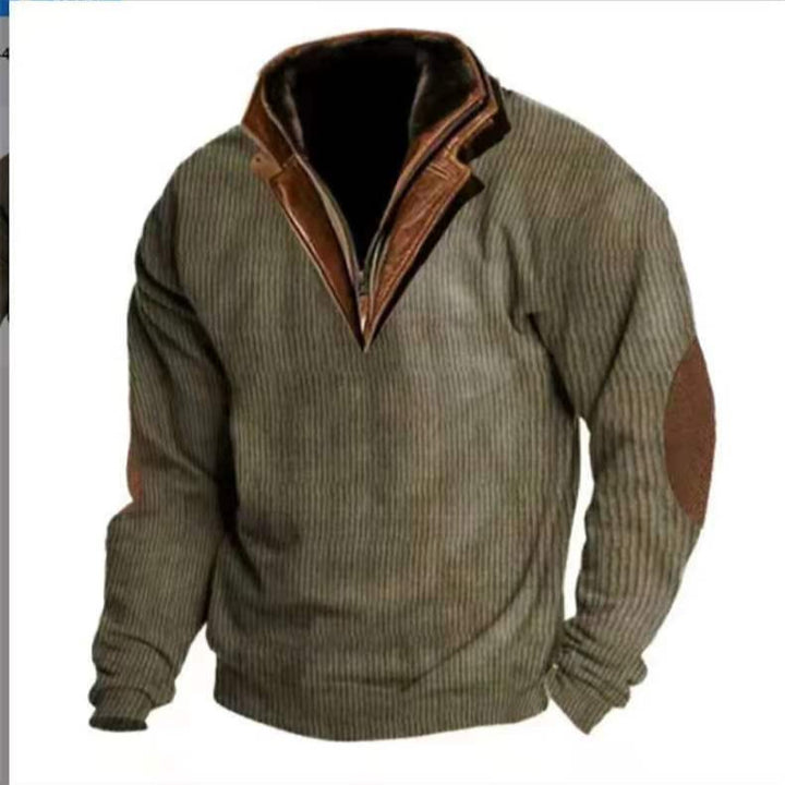 Knit sweater for men with leather details and high collar Lune London