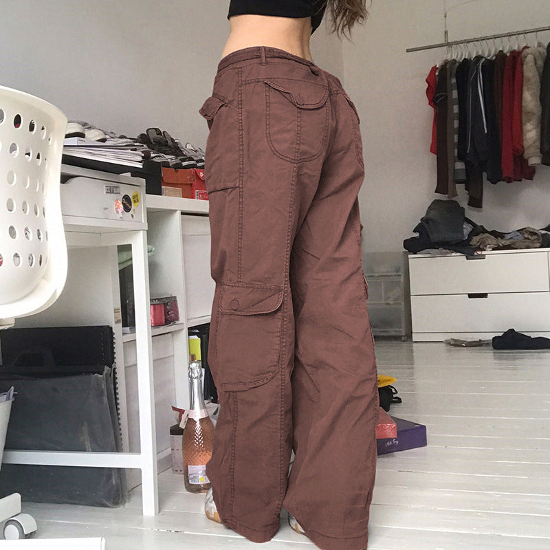 Women's cargo pants with side pockets and adjustable waistband Lune London