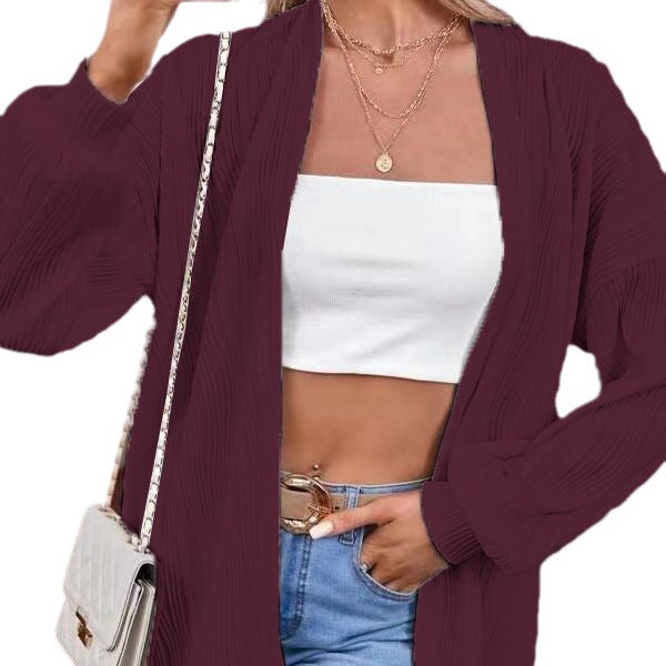 Ladies Casual Cardigan in textured material with wide sleeves Lune London