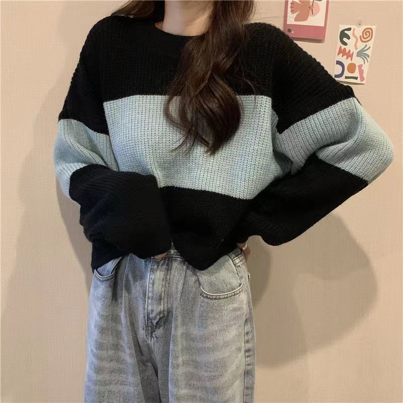 Pull en tricot chunky pour femmes avec un design moderne en blocs de couleur Chic & Stil