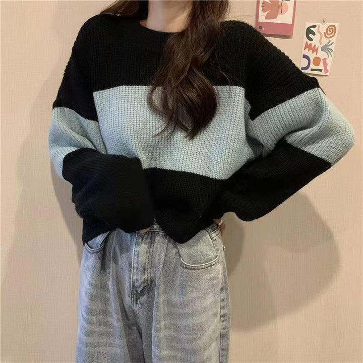 Pull en tricot chunky pour femmes avec un design moderne en blocs de couleur Chic & Stil