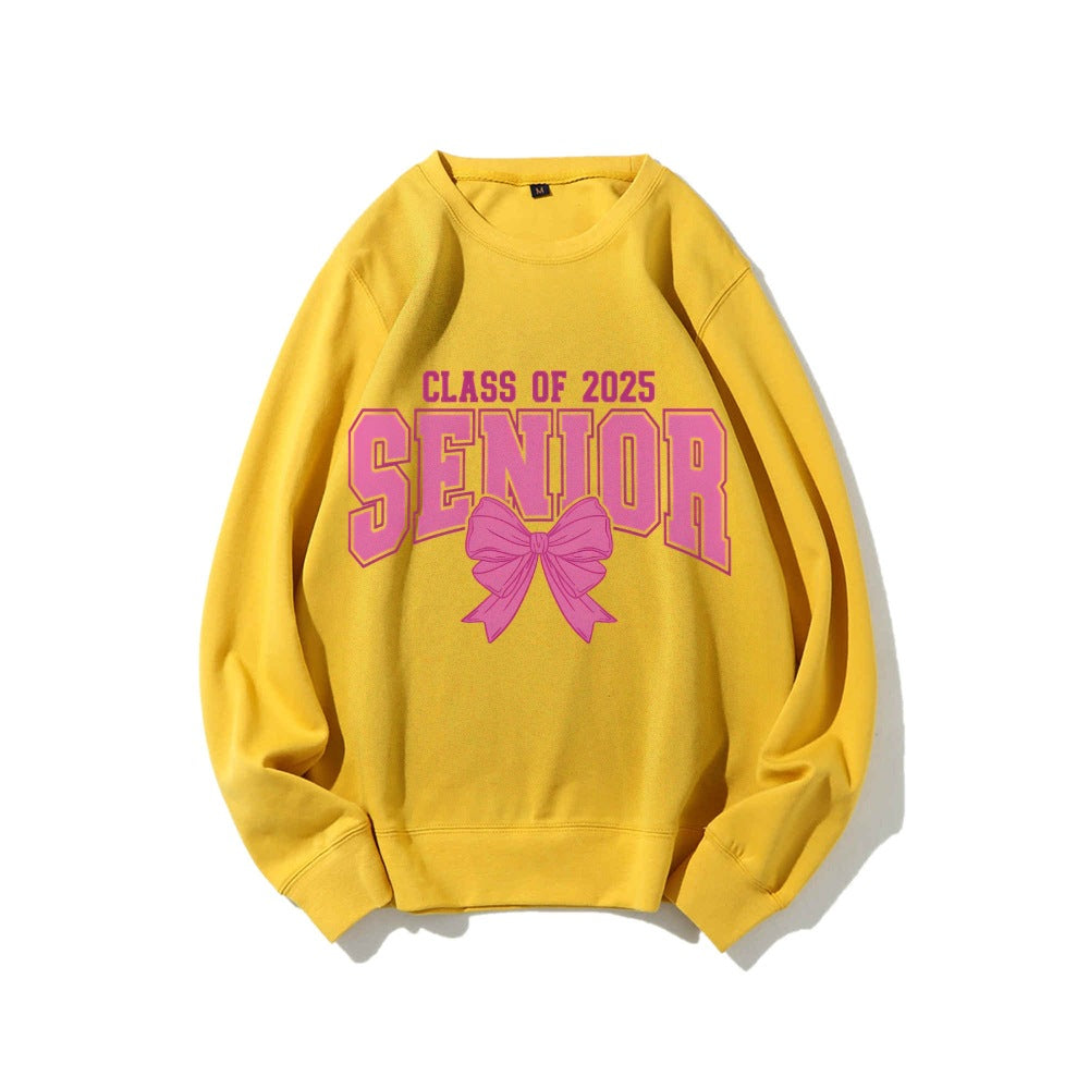 Sweatshirt pour femmes avec l'année de graduation et design de nœud décoratif Chic & Stil