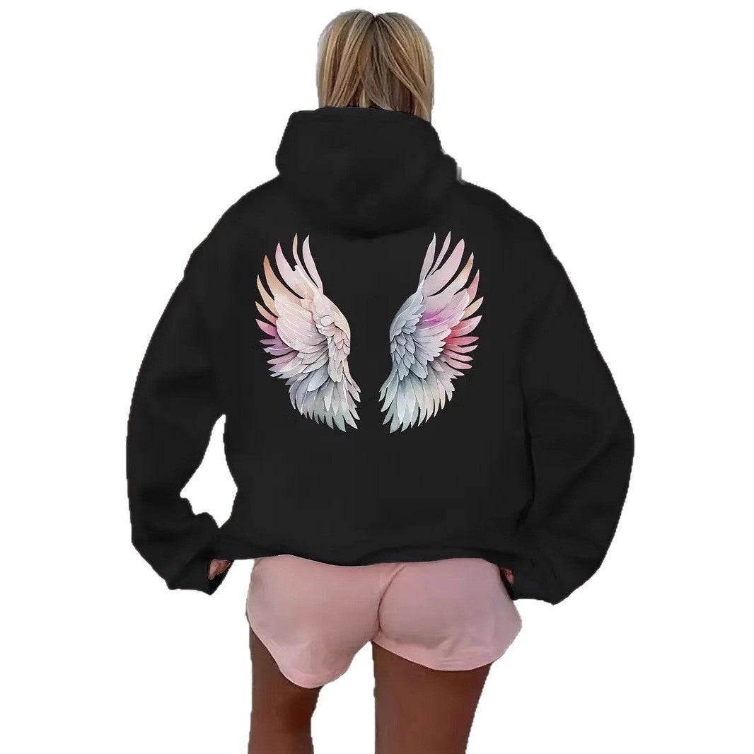 Women's hoodie sweatshirt with imaginative wing motif Chic & Stil