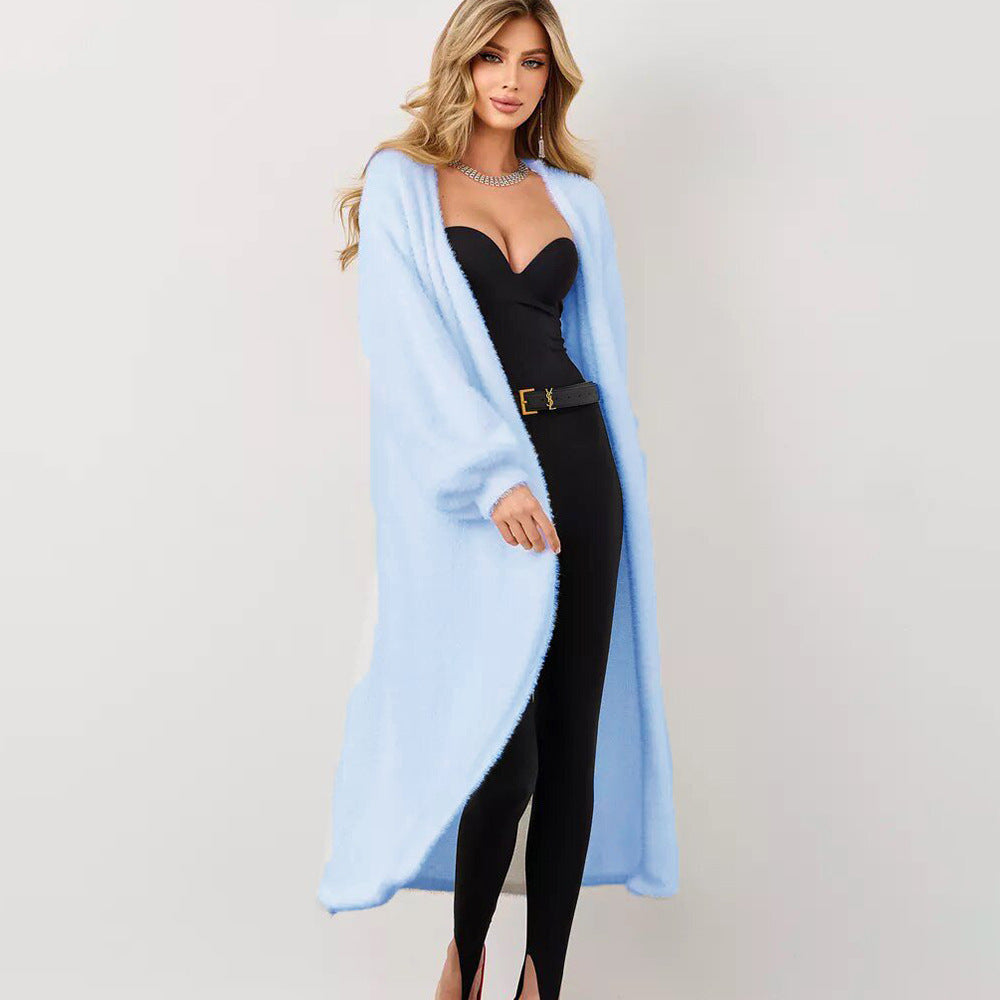 Manteau long pour femmes en matériau confortable avec une coupe ouverte Chic & Stil