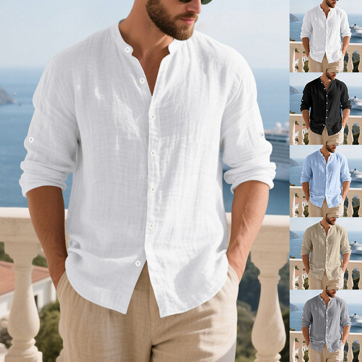 Casual long-sleeve shirt for men with modern button details and a textured surface Lune London