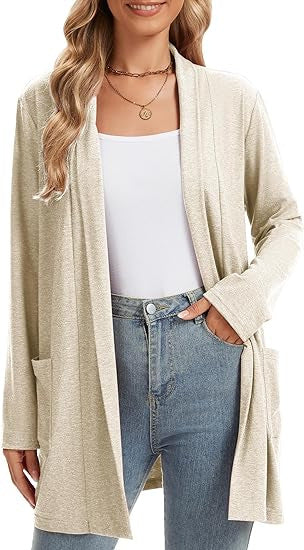Veste en tricot à manches longues pour femmes, ouverte à l'avant et avec poches Chic & Stil