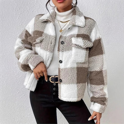 Ladies Cozy Checked Stylish Jacket