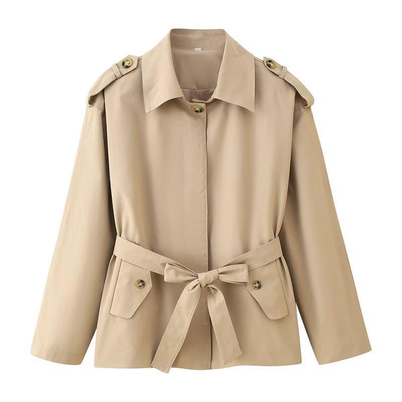 Elegant ladies trench coat with adjustable belt and stylish button details Lune London