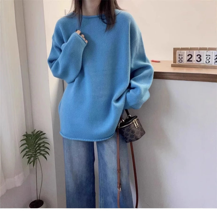 Oversized knitted sweater for women with a relaxed fit and a high collar Lune London