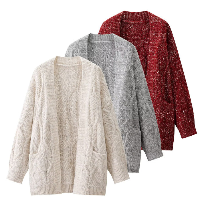 Cardigan en tricot chunky pour femmes avec poches pratiques Chic & Stil