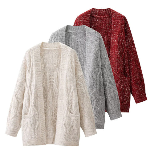 Cardigan en tricot chunky pour femmes avec poches pratiques Chic & Stil