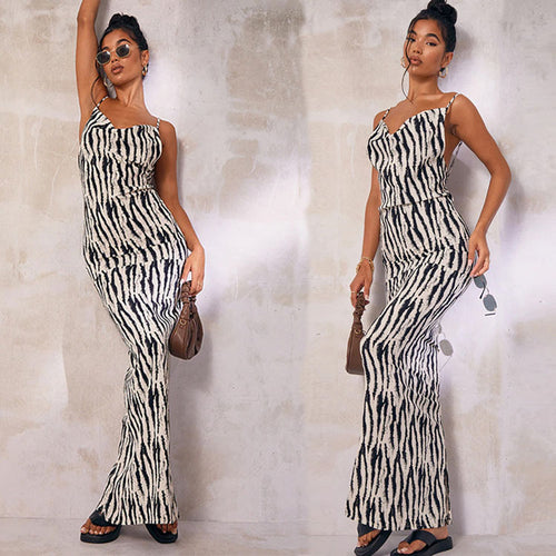Ladies Chic Animal Print Jumpsuit Lune London