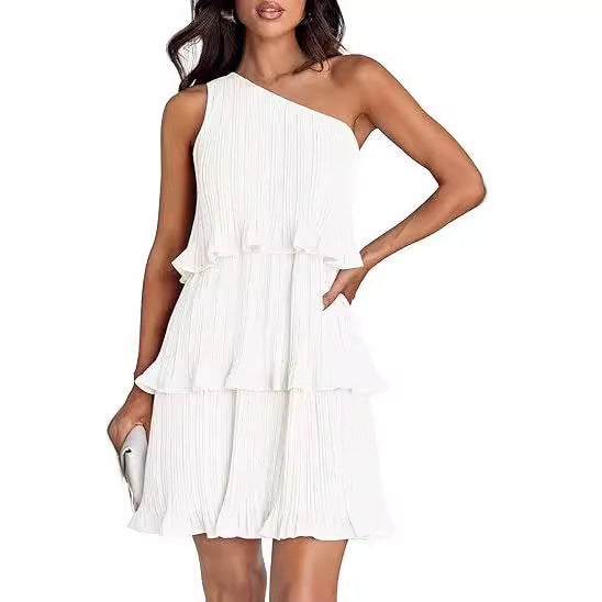 Asymmetrical ruffle dress for women with ruffle details Lune London