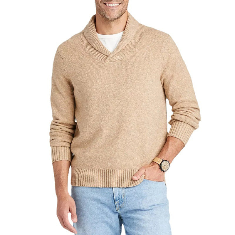 Men's sweater with shawl collar and delicate rib design Lune London