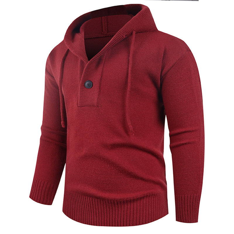 Trendy men's sweater with high collar and functional buttons Lune London