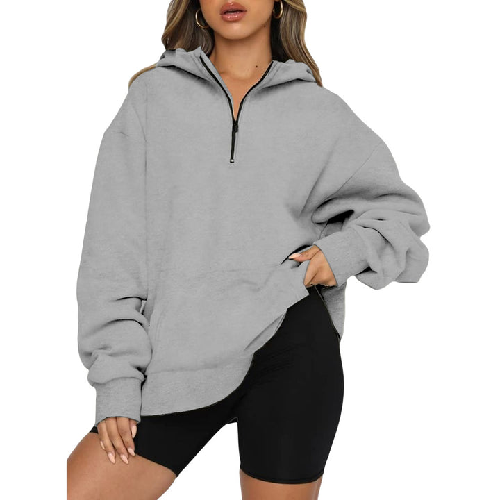 Oversized hoodie for women with half-zip Lune London