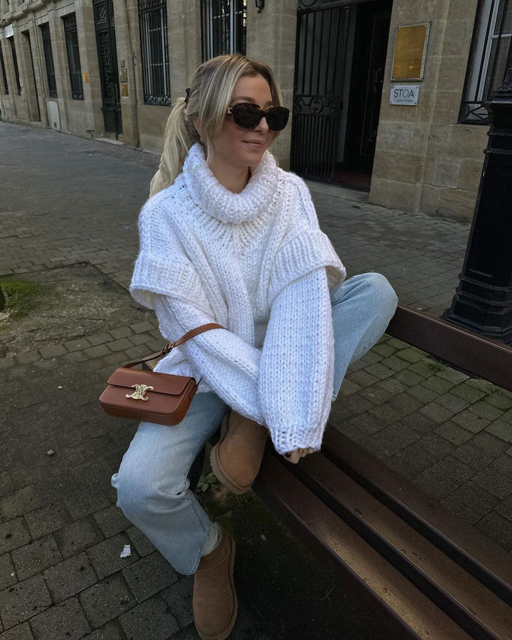 Knit sweater for women with high collar and wide sleeves Lune London