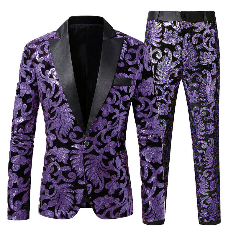 Men's Elegant sequin tuxedo set with floral pattern Lune London