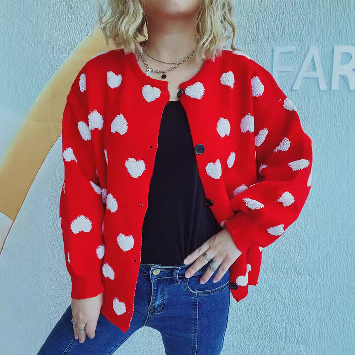 Cardigan femmes avec motif cœur et détails de boutons Chic & Stil