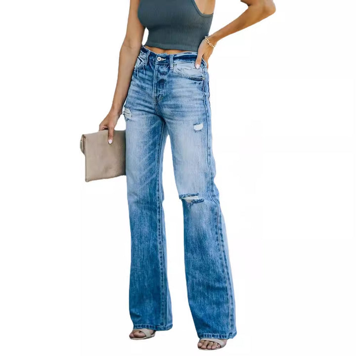 Casual high-waisted women's jeans with wide leg Lune London