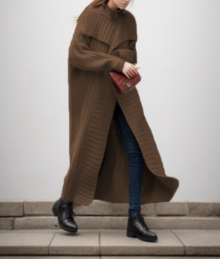 Knitted coat for women with structured design and voluminous sleeves Lune London