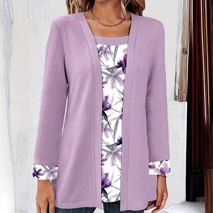 Ladies casual cardigan with floral lining and long sleeves Lune London