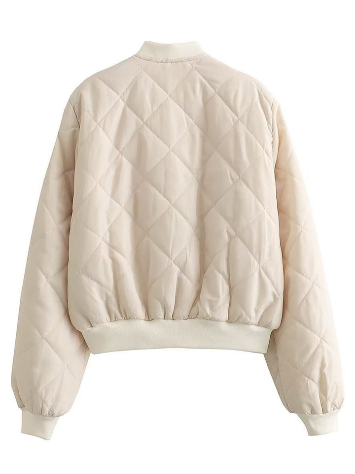 Quilted bomber jacket for women with practical pockets and elastic waist Lune London