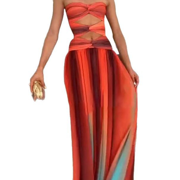 Robe maxi découpée pour femme avec jupe fluide Chic & Stil