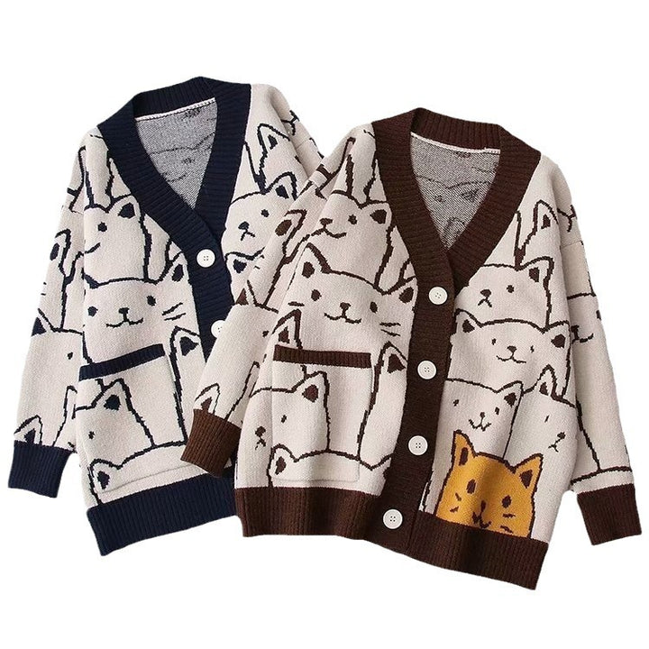 Lune London women's knitted jacket with cat pattern
