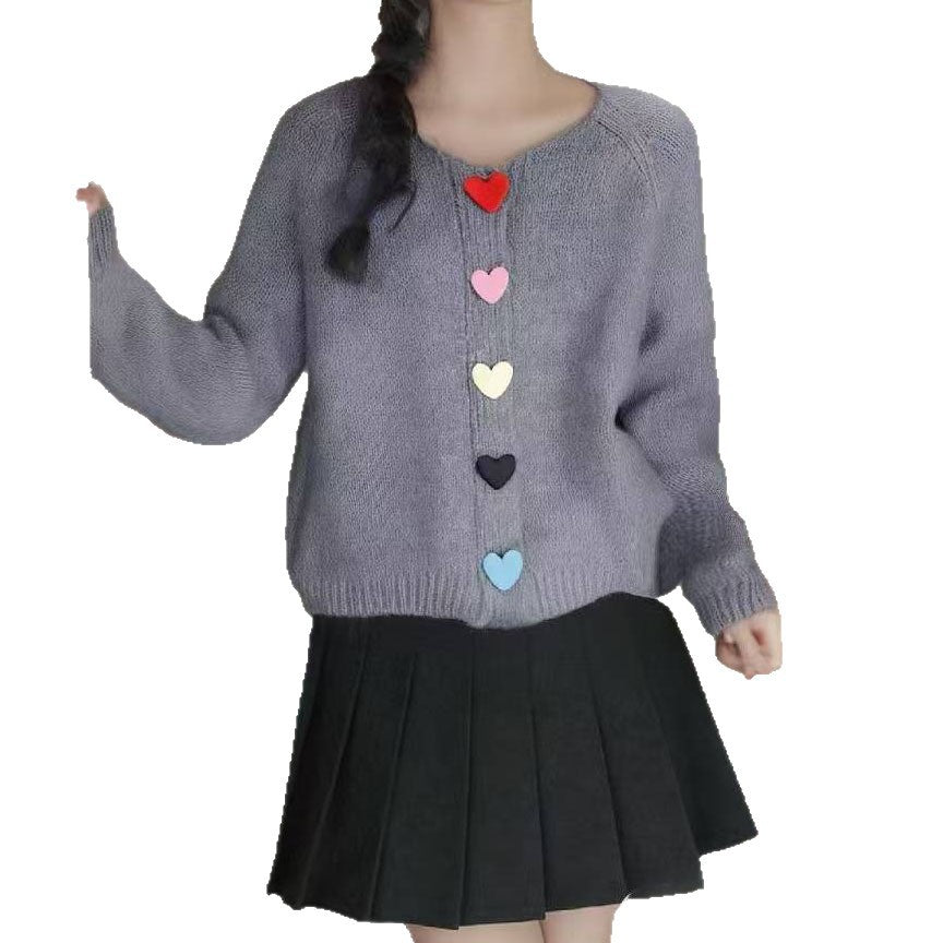 Knit jacket for women with heart-shaped button details Lune London