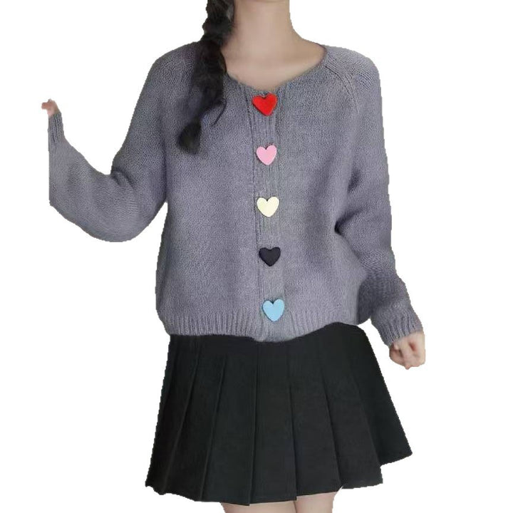 Knit jacket for women with heart-shaped button details Lune London