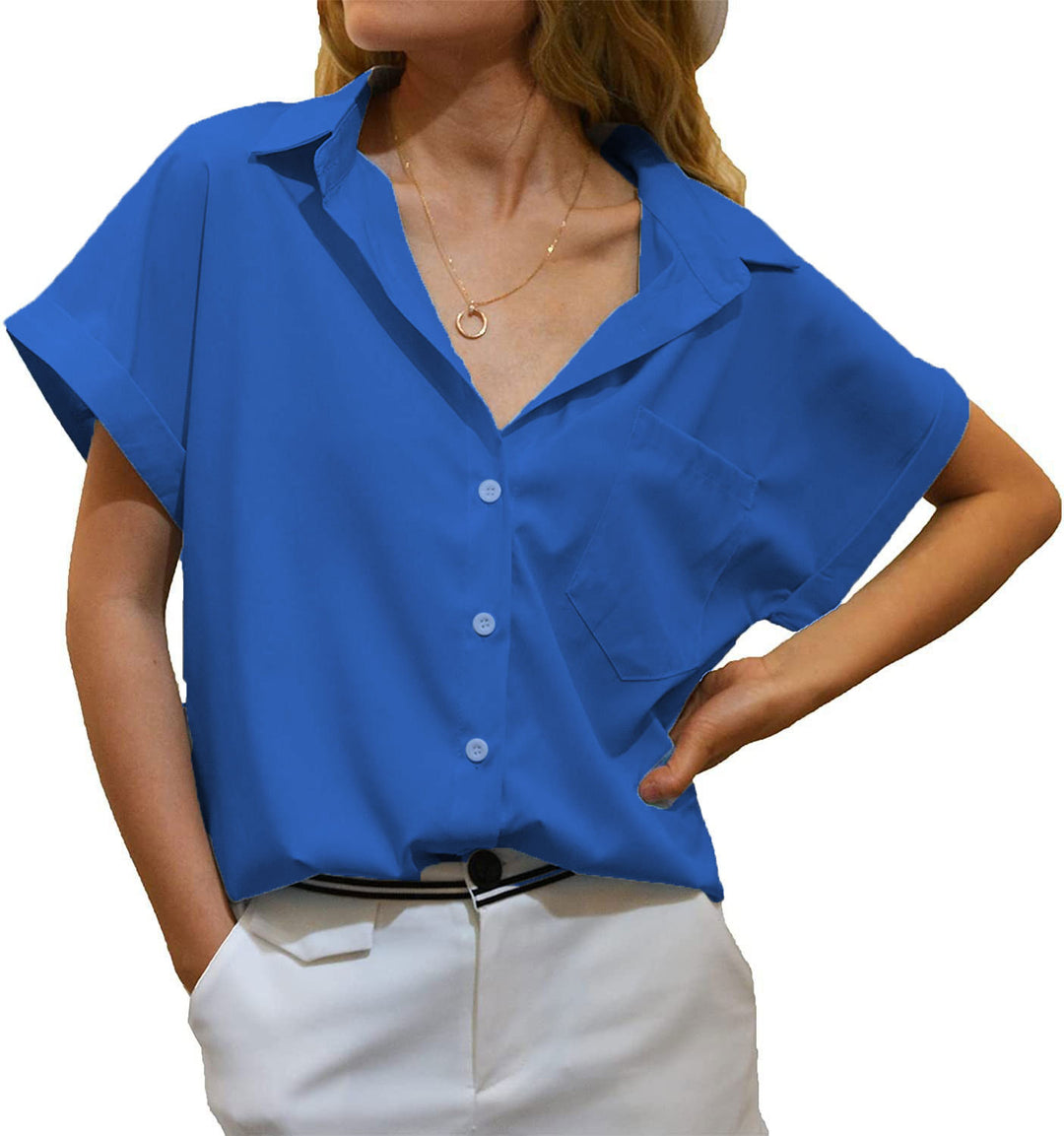 Women short blouse with elegantly cut short sleeves Lune London